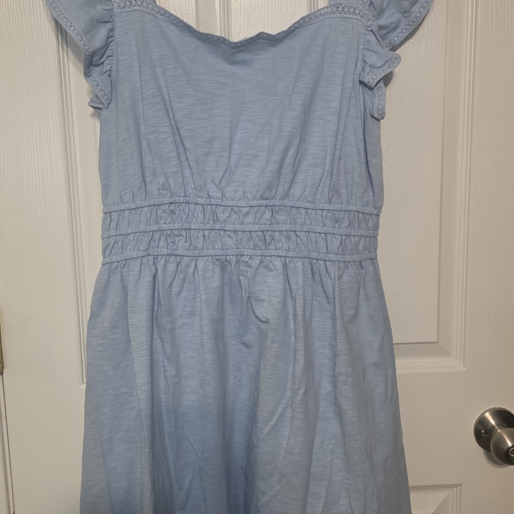 Maurices Light Blue Flutter Sleeve Casual Dress